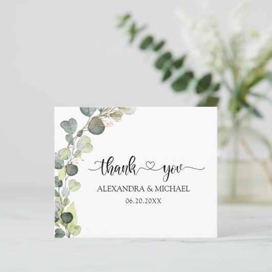 Begroting Eucalyptus Greenery Elegant Dank u (Staand voorkant)