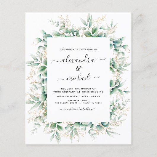 Begroting Eucalyptus Greenery Elegant Wedding Flyer (Voorkant)