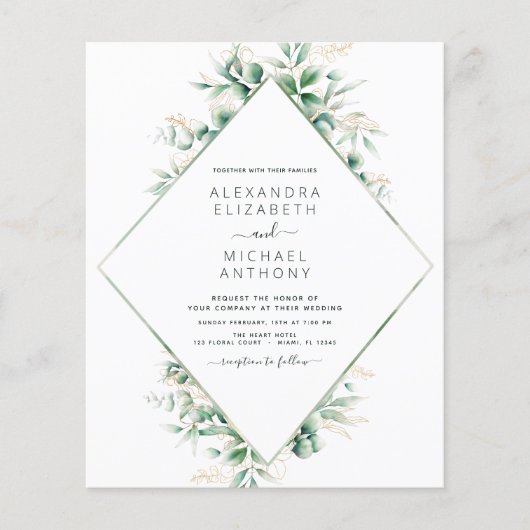 Begroting Eucalyptus Greenery Elegant Wedding Flyer (Voorkant)
