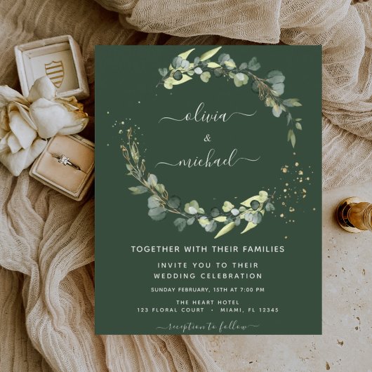 Begroting Eucalyptus Greenery Emerald Green Weddin Flyer