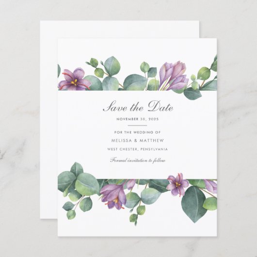 Begroting Eucalyptus Greenery Floral behalve datum (Voorkant / Achterkant)