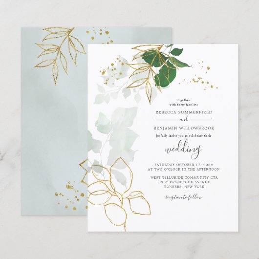 Begroting Eucalyptus Greenery Gold laat Geometric  (Voorkant / Achterkant)