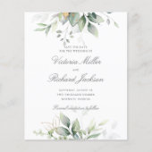 Begroting Eucalyptus Greenery Gold Save the Date (Voorkant)