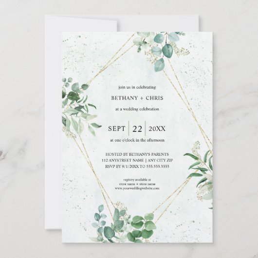 Begroting Eucalyptus Greenery in één bruiloft Kaart (Voorkant)