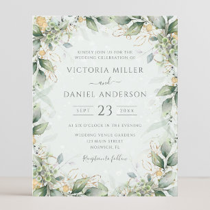 Begroting Eucalyptus Greenery Leaf Wedding Invitat