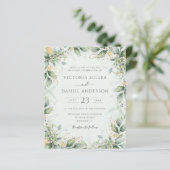 Begroting Eucalyptus Greenery Leaf Wedding Invitat (Staand voorkant)