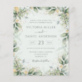 Begroting Eucalyptus Greenery Leaf Wedding Invitat (Voorkant)