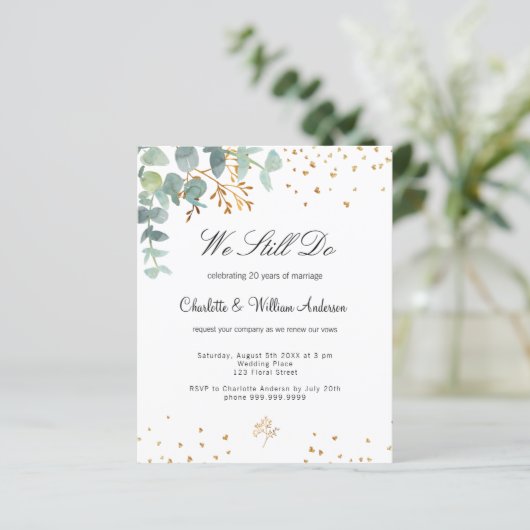 Begroting eucalyptus greenery vow-uitnodiging tot  (Staand voorkant)