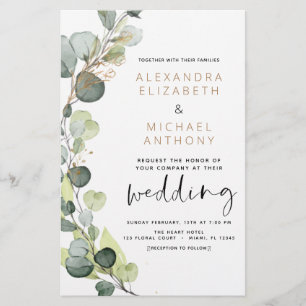 Begroting Eucalyptus Greenery Wedding Invitations