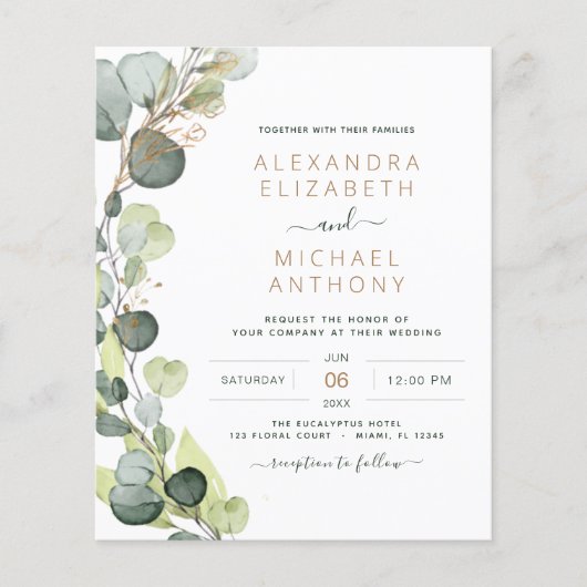Begroting Eucalyptus Greenery Wedding Invitations (Voorkant)