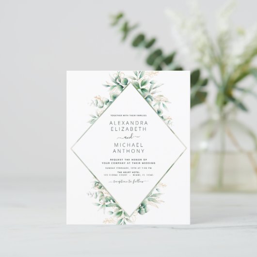 Begroting Eucalyptus Greenery Wedding Invitations (Staand voorkant)
