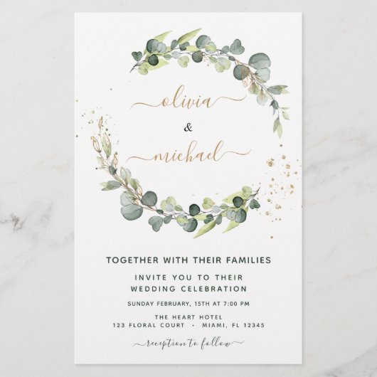 Begroting Eucalyptus Greenery Wedding Invitations (Voorkant)