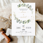 Begroting Eucalyptus Greenery Wedding Invitations<br><div class="desc">Begroting Eucalyptus Greenery Succulent Botanical Waterverf Spring Wedding Invitations on White background - inclusief prachtige en elegante scripttypografie met moderne botanische bladeren en groen voor de speciale huwelijksdag.</div>
