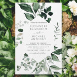 Begroting Eucalyptus Greenery Wedding Invitations<br><div class="desc">Budget Eucalyptus Greenery Botanical Waterverf Spring Wedding Invitations on White background - omvat prachtige en elegante scripttypografie met moderne botanische bladeren en groen voor de speciale huwelijksdag.</div>