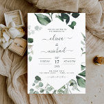 Begroting Eucalyptus Greenery Wedding Invitations<br><div class="desc">Budget Eucalyptus Greenery Botanical Waterverf Spring Wedding Invitations on White background - omvat prachtige en elegante scripttypografie met moderne botanische bladeren en groen voor de speciale huwelijksdag.</div>