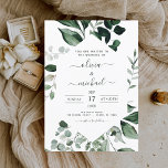 Begroting Eucalyptus Greenery Wedding Invitations<br><div class="desc">Budget Eucalyptus Greenery Botanical Waterverf Spring Wedding Invitations on White background - omvat prachtige en elegante scripttypografie met moderne botanische bladeren en groen voor de speciale huwelijksdag.</div>