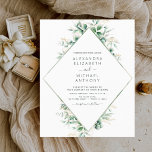 Begroting Eucalyptus Greenery Wedding Invitations<br><div class="desc">Eucalyptus Greenery Botanical and Green and Gold Geometric Waterverf Spring Wedding Invitations on White background - inclusief prachtige en elegante scripttypografie met moderne botanische bladeren en groen voor de speciale huwelijksdag.</div>