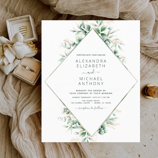 Begroting Eucalyptus Greenery Wedding Invitations
