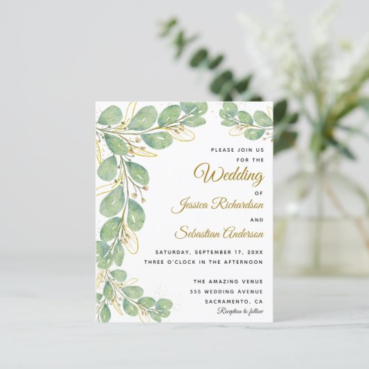 Begroting Eucalyptus Greenery Wedding Invitations (Staand voorkant)
