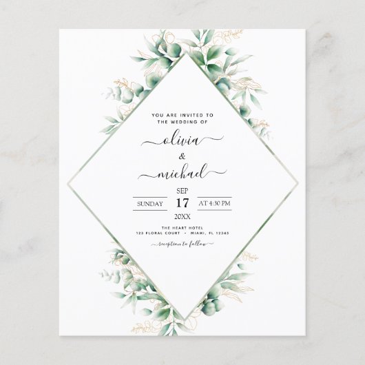 Begroting Eucalyptus Greenery Wedding Invitations (Voorkant)