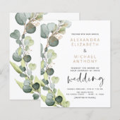Begroting Eucalyptus Greenery Wedding Invitations (Voorkant / Achterkant)
