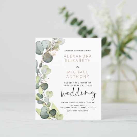 Begroting Eucalyptus Greenery Wedding Invitations (Staand voorkant)