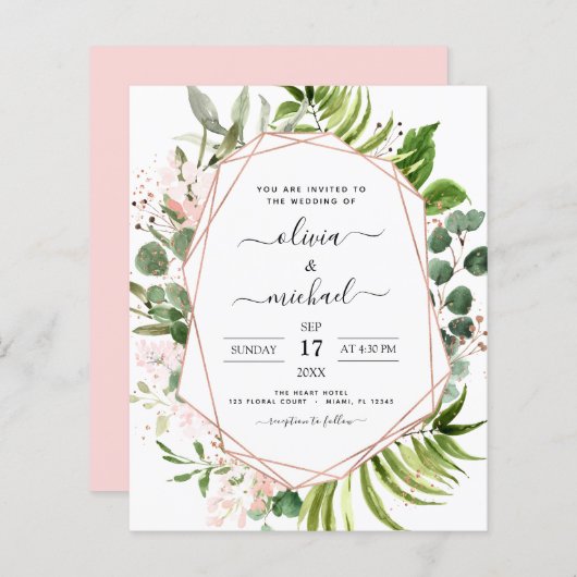 Begroting Eucalyptus Greenery Wedding Invitations (Voorkant / Achterkant)