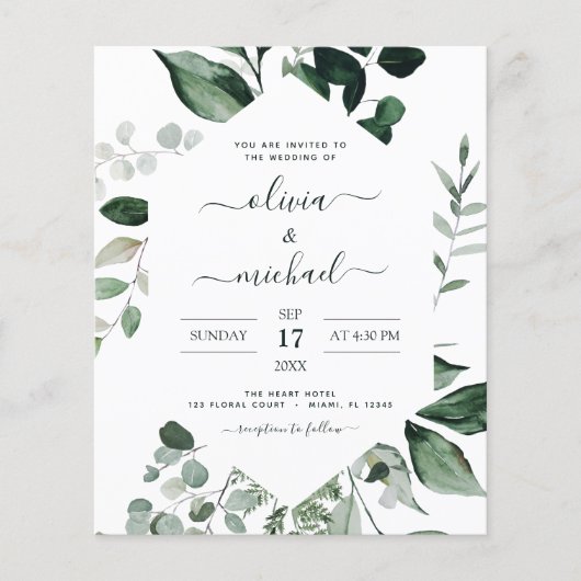 Begroting Eucalyptus Greenery Wedding Invitations Flyer (Voorkant)