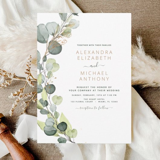 Begroting Eucalyptus Greenery Wedding Invitations Flyer
