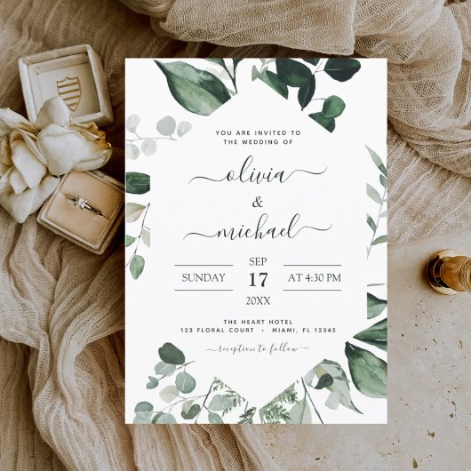 Begroting Eucalyptus Greenery Wedding Invitations Flyer