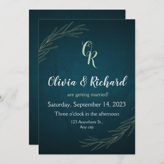 Begroting Eucalyptus Greenery Wedding Invitations Kaart (Voorkant / Achterkant)
