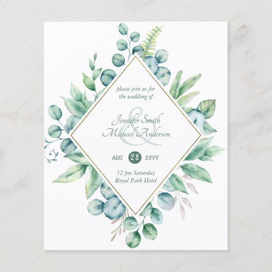 Begroting Eucalyptus Greenery Wedding Modern Invit (Voorkant)