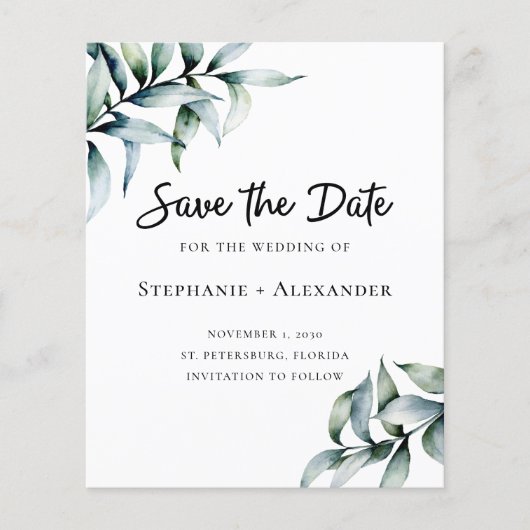 Begroting Eucalyptus Greenery Wedding Save the Dat (Voorkant)