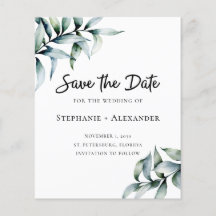 Begroting Eucalyptus Greenery Wedding Save the Dat
