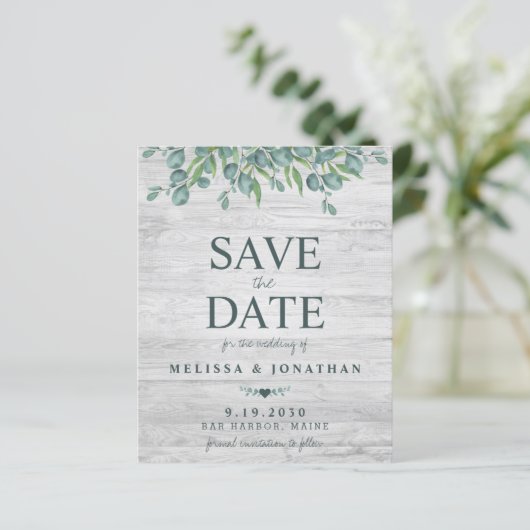 Begroting Eucalyptus Greenery Wedding Save the Dat (Staand voorkant)