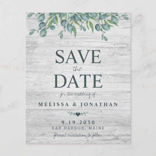 Begroting Eucalyptus Greenery Wedding Save the Dat (Voorkant)