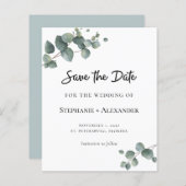 Begroting Eucalyptus Greenery Wedding Save the Dat (Voorkant / Achterkant)