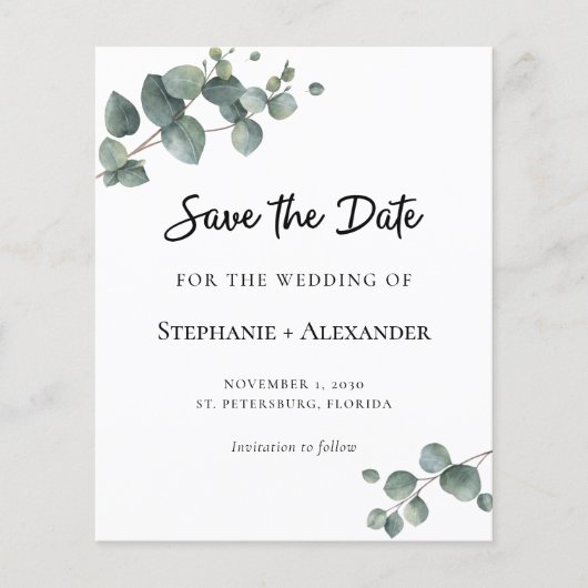 Begroting Eucalyptus Greenery Wedding Save the Dat (Voorkant)