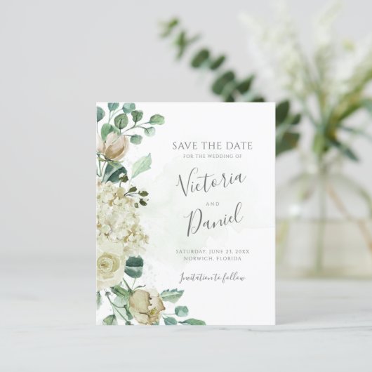 Begroting Eucalyptus Greenery Wedding Save the Dat (Staand voorkant)