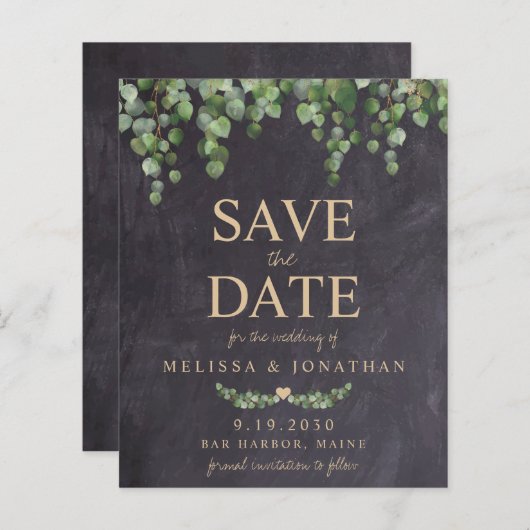 Begroting Eucalyptus Greenery Wedding Save the Dat (Voorkant / Achterkant)