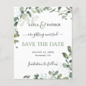 Begroting Eucalyptus Greenery Wedding Save the Dat Flyer (Voorkant)