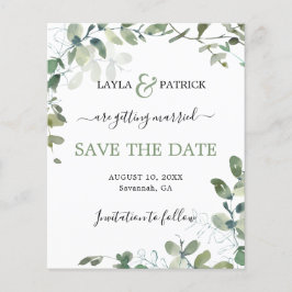 Begroting Eucalyptus Greenery Wedding Save the Dat Flyer