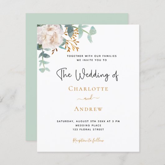 Begroting eucalyptus greenery white floral bruilof (Voorkant / Achterkant)