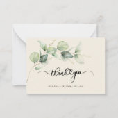 Begroting Eucalyptus Hand-Lettered Wedding Dank u Notitiekaartje (Voorkant)