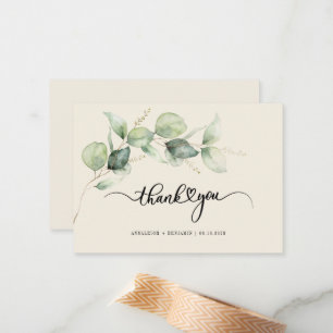 Begroting Eucalyptus Hand-Lettered Wedding Dank u Notitiekaartje