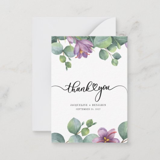 Begroting Eucalyptus Hand-Lettered Wedding Dank u Notitiekaartje (Voorkant)