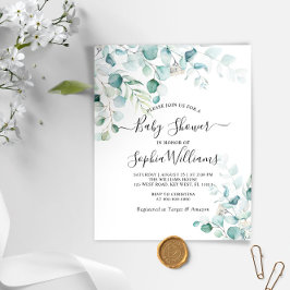 Begroting Eucalyptus laat Baby shower-uitnodiging 