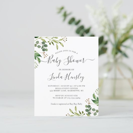 Begroting Eucalyptus laat babyschoeisel uitnodigen (Staand voorkant)