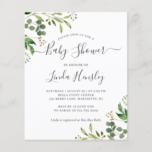 Begroting Eucalyptus laat babyschoeisel uitnodigen (Voorkant)