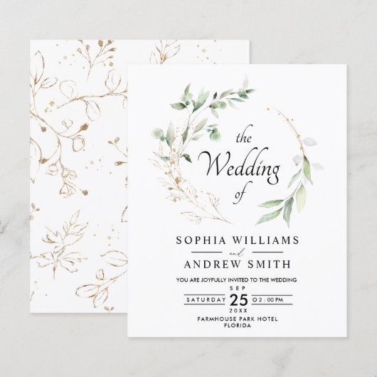 Begroting Eucalyptus Leaves & Gold Rustic Wedding (Voorkant / Achterkant)